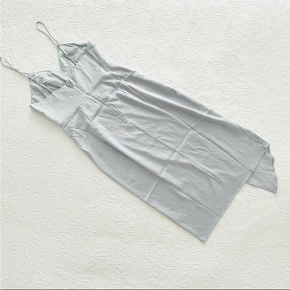 NWOT Lulus Quite Likely Light Blue Satin Asymmetrical Midi Dress Small - Picture 4 of 8